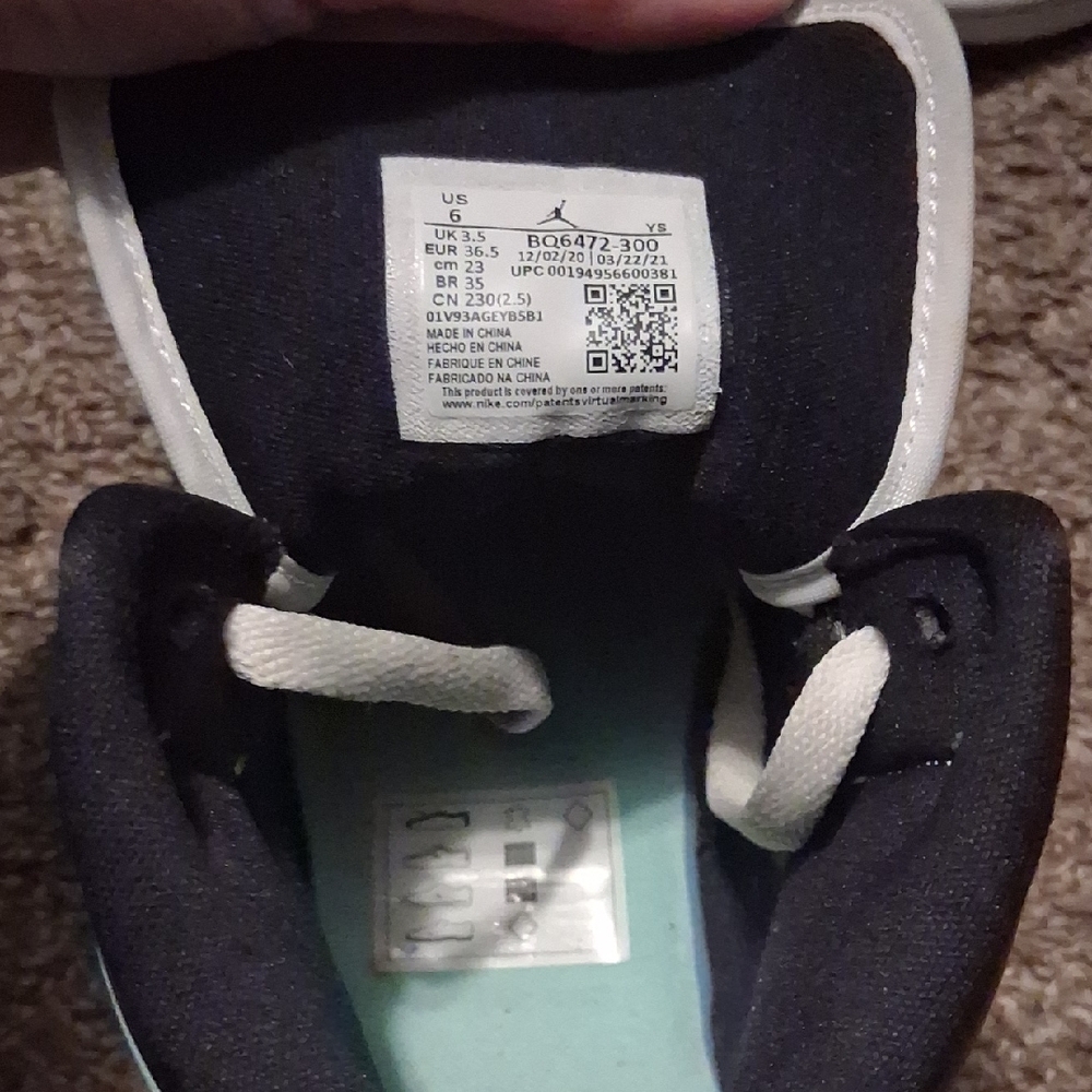 AIR JORDAN Womens/ big girls "Aqua Black" BQ6472 300 - Picture 2 of 8